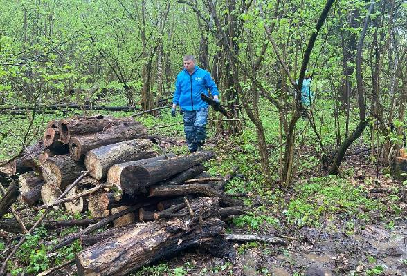 В Серпухове, в п. Оболенск, провели субботник